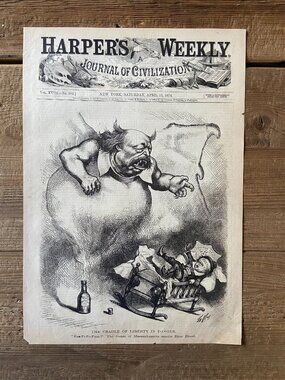Thomas Nast, Harpers Weekly, Antique Print,  Political Cartoon